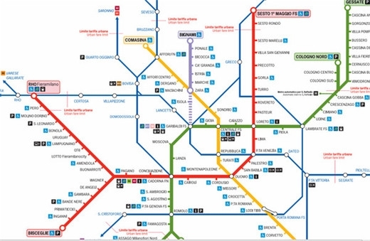 上面的就是米兰的地铁图.